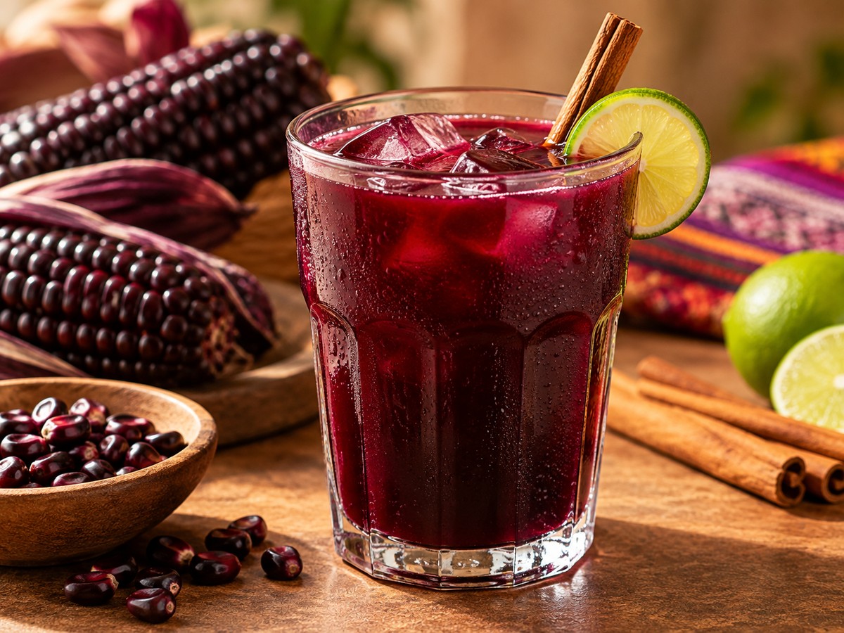 Purple Corn Chicha Drink plated food photograph